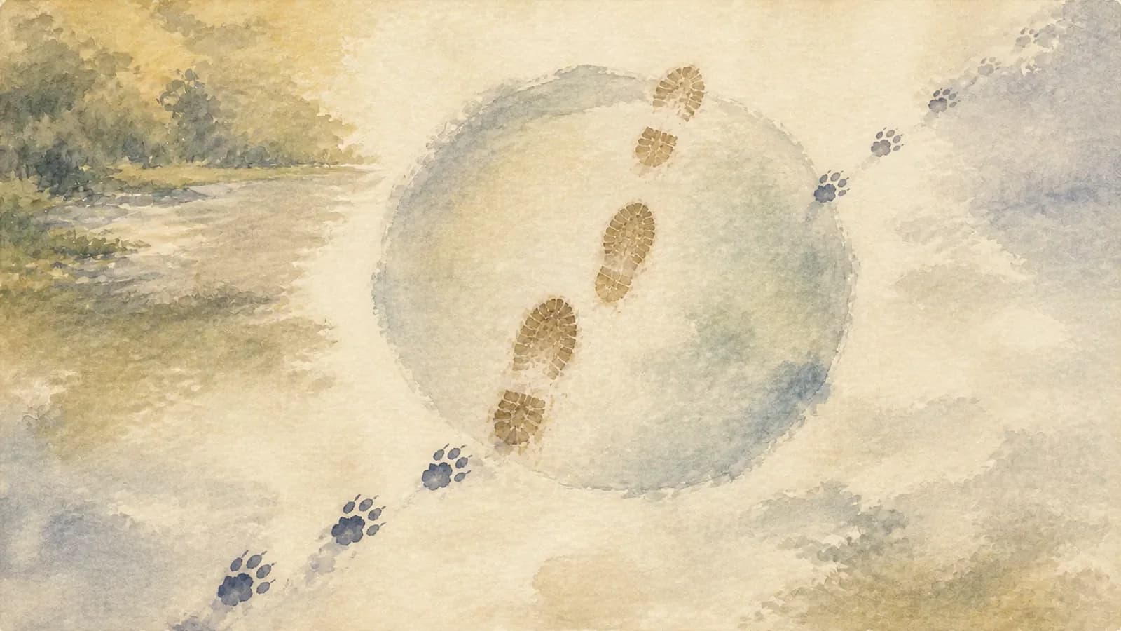 Watercolor analytics lens missing crawler tracks beneath a web page