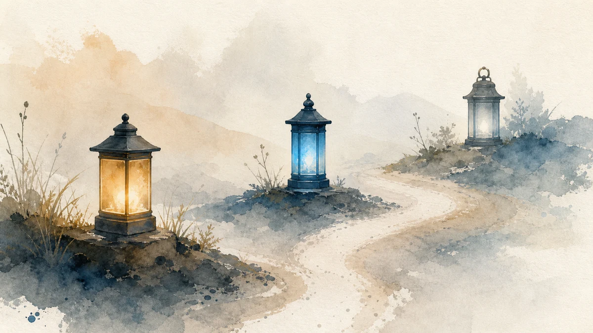 Three watercolor signal lanterns representing distinct OpenAI crawler purposes