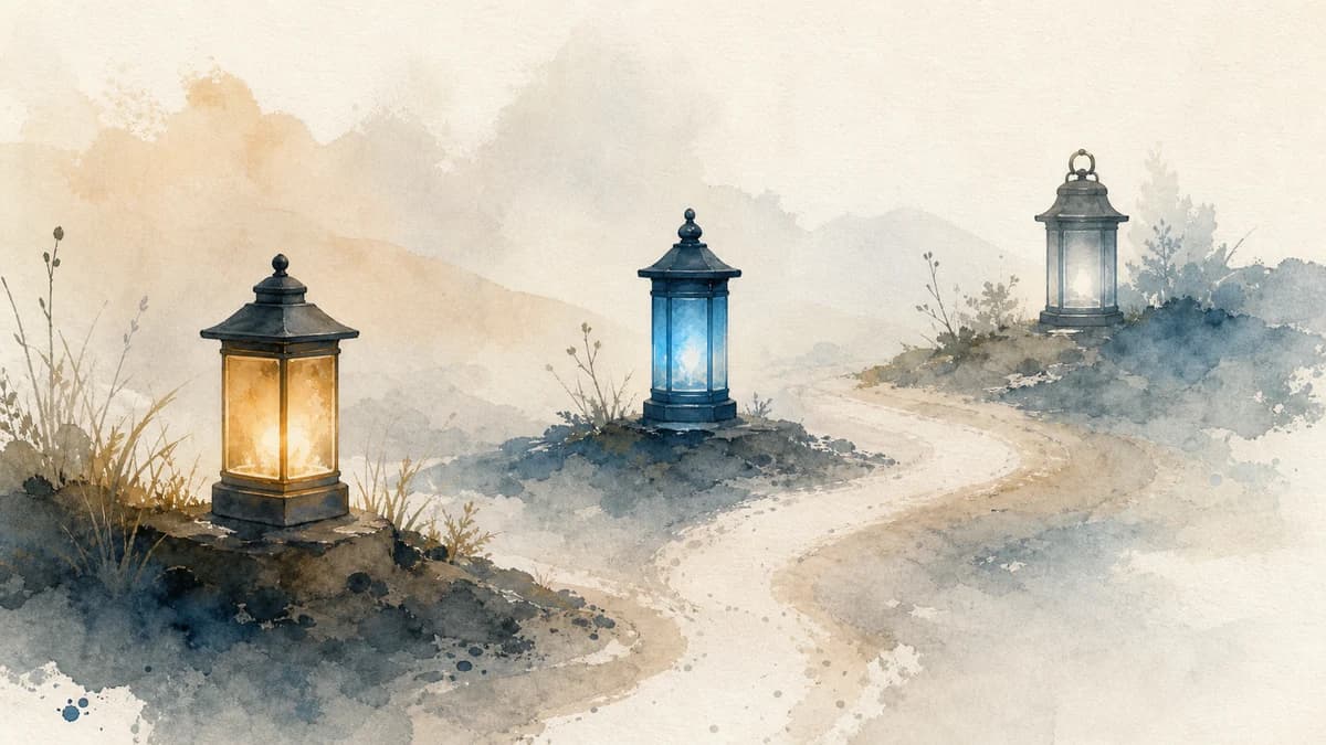 Three watercolor signal lanterns representing distinct OpenAI crawler purposes